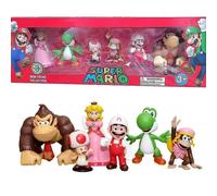 Lot De 6 Figurines Super Mario Bros En Pvc De 4 A 7 Cm, Modele Luigi, Yoshi, Donkey Kong, Champignon, Pour Enfants, Cadeaux D'anniversaire