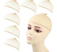 Lot de 6 filets à cheveux pour perruques, filet de perruque en nylon extensible élastique pour cheveux longs et courts, taille unique (maille nude)