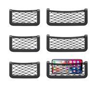 Lot de 6 filets de rangement autocollants pour coffre de voiture, pour téléphone portable, permis de conduire, petites pièces (20 x 8 cm)