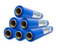 Lot de 6 films bleus pour emballage de cartons de déménagement, protection des meubles et des expéditions, dimensions 50 cm x 200 m étirables · m-office (bleu, 6 unités)