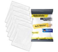 Lot de 6 films de recouvrement - Bâche de peintre 4 x 5 m - Bâche de 160 m² - Extra solide et transparent - Film de construction & film de peinture & papier peint non-tissé - Bâche de peintre pour