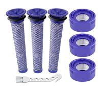 Lot de 6 filtres de rechange pour Dyson V7 V8 Absolute Animal Motorhead | 3 post-filtres HEPA, 3 pré-filtres, 1 brosse, remplace Accessoires pour aspirateur # 965661-01 & 967478-01