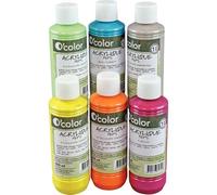 Lot de 6 flacons de 250 ml de peinture acrylique O'COLOR couleurs nacrées