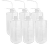Lot de 6 flacons de lavage de laboratoire en plastique pour produits chimiques - 500 ml - Flacon pulvérisateur de sécurité en polyéthylène basse densité pour outils de nettoyage - Distributeur à