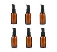 Lot de 6 flacons de voyage en verre ambré de 30 ml pour articles de toilette rechargeables - conteneurs de liquide de voyage - Mini distributeur de savon à pompe - Accessoires de voyage, ambre