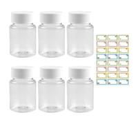 Lot De 6 Flacons En Plastique Transparent De 50 Ml Et 1 Autocollant Animal, Flacon Multifonction, Pour Conserver Des Médicaments, Des Bonbons Et Des Cosmétiques.