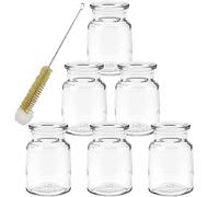 Lot de 6 flacons en Verre Vintage - Vases de Table décoratifs de Style rétro - avec Brosse - 6 Petits vases en Verre de 9 cm - avec Brosse à Bouteille