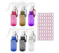 Lot de 6 flacons pulvérisateurs de 60 ml avec 6 mousquetons, 64 autocollants, mini atomiseur, flacon pulvérisateur transparent, bouteille de voyage portable, récipient rechargeable (6 couleurs)