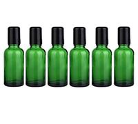 Lot de 6 flacons vides en verre vert de 30 ml avec bille en métal et bouchon noir pour aromathérapie, parfums, baumes à lèvres