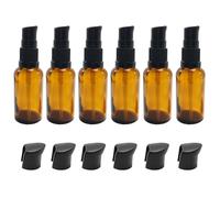 Lot de 6 flacons vides rechargeables en verre ambré pour maquillage, lotion, émulsion, sérum 30 ml, ambre, 30ml