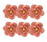 Lot de 6 fleurs artificielles en papier crépon 3D faites à la main pour décoration de mariage, décoration d'intérieur, fêtes d'anniversaire et atmosphère d'événement (poudre avec 1 couleur)