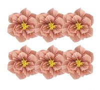 Lot de 6 fleurs artificielles en papier crépon 3D faites à la main pour mariage, anniversaire, fête prénatale, maison et événements (rose 2 couleurs)