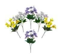Lot de 6 fleurs artificielles en soie de 35 cm, fleurs de pensées artificielles résistantes aux UV, plantes en plastique pour maison, mariage, jardin, porche, centre de table, décoration intérieure et