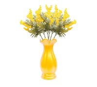 Lot de 6 Fleurs D'acacia Artificielles, Fleur de Mimosa, Fleurs Artificielles Jaunes en Soie avec Baies Floquées, Branches de Fausses Plantes en Spray, Branche de Pulvérisation Tropicale pour(Jaune)