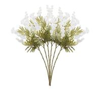 Lot de 6 Fleurs D'acacia Artificielles, Tiges de Fleurs Jaunes Artificielles de 38,1 Cm, Fleurs Printanières Artificielles pour Vase, Fleurs de Mimosa Blanches et Jaunes, Feuilles Floquées(Blanc)