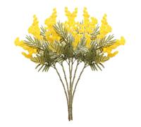 Lot de 6 Fleurs D'acacia Artificielles, Tiges de Fleurs Jaunes Artificielles de 38,1 Cm, Fleurs Printanières Artificielles pour Vase, Fleurs de Mimosa Blanches et Jaunes, Feuilles Floquées(Jaune)