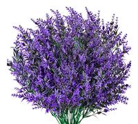 Lot de 6 fleurs de lavande artificielles décoratives, plantes artificielles en plastique pour intérieur et extérieur, fleurs artificielles résistantes aux UV pour la maison, la chambre, le jardin, le