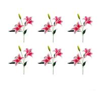 Lot de 6 fleurs de lys artificielles fabriquées à partir de plastique pour la maison, un mariage et une décoration d'événement avec un aspect réaliste et une utilisation durable (rose)