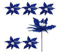 Lot de 6 fleurs décoratives de Noël pour inserts de sapin de vacances, accessoires de bricolage festifs pour améliorer l'atmosphère saisonnière autour des escaliers, des portes et des espaces de vie