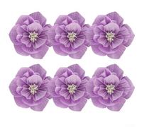 Lot de 6 fleurs en papier crépon 3D pour décorations de mariage et de fête avec 20 cm de diamètre - Fabriquées à la main - Violet peu profond