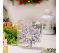 Lot de 6 flocons de neige de Noël à suspendre - Pendentifs flocon de neige saphir pour Noël, sapin de Noël festif et fenêtre de vacances, ensemble de décorations de Noël en PVC (gris)