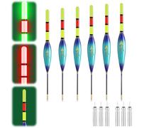 Lot de 6 flotteurs de pêche à LED avec détecteurs de touche - Avec lumière changeante de couleur - Avec batterie - Accessoires de pêche pour la plongée, le lac, la rivière ou l'étang (4 g/5 g/6 g/7 g