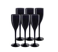 Lot de 6 Flutes à Champagne couleur Noir 12cl - Verre Incassable en SMMA (équivalent TRITAN), MADE IN FRANCE,Noir