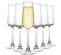 Lot de 6 flûtes à champagne de 235 ml, verres à vin pétillants élégants, modernes, parfaits pour la maison, les bars, les mariages, les anniversaires de mariage, les flûtes à champagne transparentes