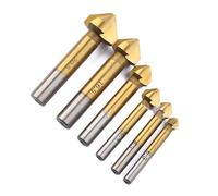 Lot de 6 forets à 3 cannelures pour évier HSS à 90 degrés pour le travail du bois - Accessoires de perçage à trois cannelures