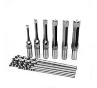 Lot de 6 forets carrés pour le travail du bois,Foret trou carré 6pcs Foret Mèche à Bois en Acier Foret Scie à Mortaiser Outil de Travail du Bois 6,35 mm / 8 mm / 9,5 mm / 12,7 mm / 14 mm / 16 mm
