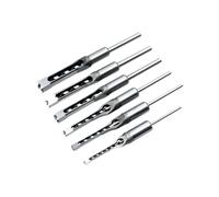 Lot de 6 forets carrés pour mortaisage, foret ciseau à bois pour menuiserie, acier argenté, 21 cm, 6 tailles, pour créer des mortaises nettes et des assemblages tenon et mortaise précis