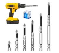 Lot de 6 forets de tournevis magnétiques antidérapants avec magnétiseur, durables et de précision, compatibles avec perceuse électrique et outils de tournevis