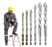 Lot de 6 forets excentriques à quatre dents de scie - 4/5/6/8/10/12 mm - Foret excentrique haute résistance avec 4 tranchants - Pour bois, métal, béton, verre, céramique, perçage