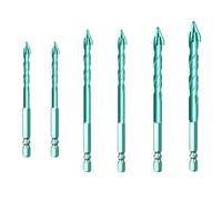 Lot de 6 forets excentriques à tête inclinée pour maçonnerie, carrelage, verre, béton avec pointe en carbure et revêtement électrophorétique antirouille pour performance dans les projets de
