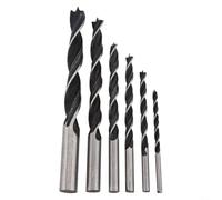Lot de 6 forets hélicoïdaux de 3 à 10 mm, en acier à haute teneur en carbone avec pointe centrale, pour le travail du bois, les projets de bricolage, pour le travail du bois, argent