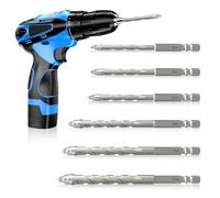 Lot de 6 forets pour carrelage - Foret à dents de scie à haute résistance - 4/5/6/8/10/12 mm - Foret excentrique à quatre dents de scie - Pour porcelaine, céramique, carrelage, béton, brique, verre