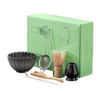 Lot de 6 fouets à matcha en bambou faits à la main, pelle à thé traditionnelle, cuillère à matcha et porte-fouet en céramique, cadeaux de matcha en céramique émaillée pour débutants