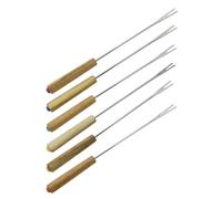 Fackelmann 31029 Fourchettes à Fondue en INOX et Manche en Bois, Pics à Fondue, Bois, Acier Inoxydable, 25cm