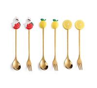 Lot de 6 fourchettes à gâteaux en acier inoxydable pour amuse-bouches, fourchettes à dessert, cuillères pour fourchettes à dessert