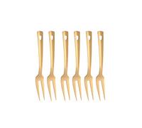 Lot de 6 fourchettes à viande dorées de 24,4 cm pour cuisine, en acier inoxydable plaqué titane, ergonomiques et polies intégrales, passent au lave-vaisselle
