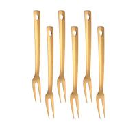 Lot de 6 fourchettes à viande dorées de 31,2 cm pour cuisine, en acier inoxydable plaqué titane, ergonomiques et polies intégrales, passent au lave-vaisselle