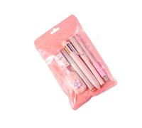 Lot de 6 fournitures scolaires avec stylo multicolore rétractable, gomme, ruban correcteur et surligneur