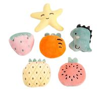 Lot de 6 friandises en peluche pour hérisson - Jouet interactif varié, forme de mini hamster, lapin, pièces douces et légères de 10 g, taille plate 8 x 8 cm | Jouet à mâcher engageant à mordre pour