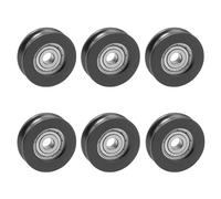 Lot de 6 galets à roulement à billes gorge en U 696ZZ, roue guide 5×24×9 mm (Ø int. 6 mm), poulie revêtue plastique, faible bruit, pour portes coulissantes verre/alu, tiroirs, douches, rails