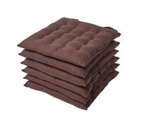 HOMESCAPES Galette de Chaise 40x40 cm, Lot de 6, Coussin de Chaise en Coton, Coloris Chocolat