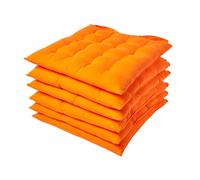 HOMESCAPES Galette de Chaise 40x40 cm, Lot de 6, Coussin de Chaise en Coton, Coloris Orange