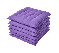 HOMESCAPES Galette de Chaise 40x40 cm, Lot de 6, Coussin de Chaise en Coton, Coloris Violet