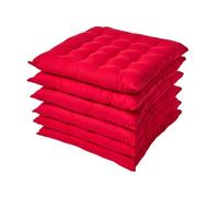 Lot de 6 Galette de Chaise Capitonnéee 40 x 40 cm Rouge