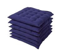 HOMESCAPES Galette de Chaise 40x40 cm, Lot de 6, Coussin de Chaise en Coton, Coloris Bleu Marine