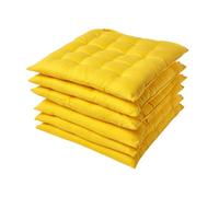 HOMESCAPES Galette de Chaise 40x40 cm, Lot de 6, Coussin de Chaise en Coton, Coloris Jaune